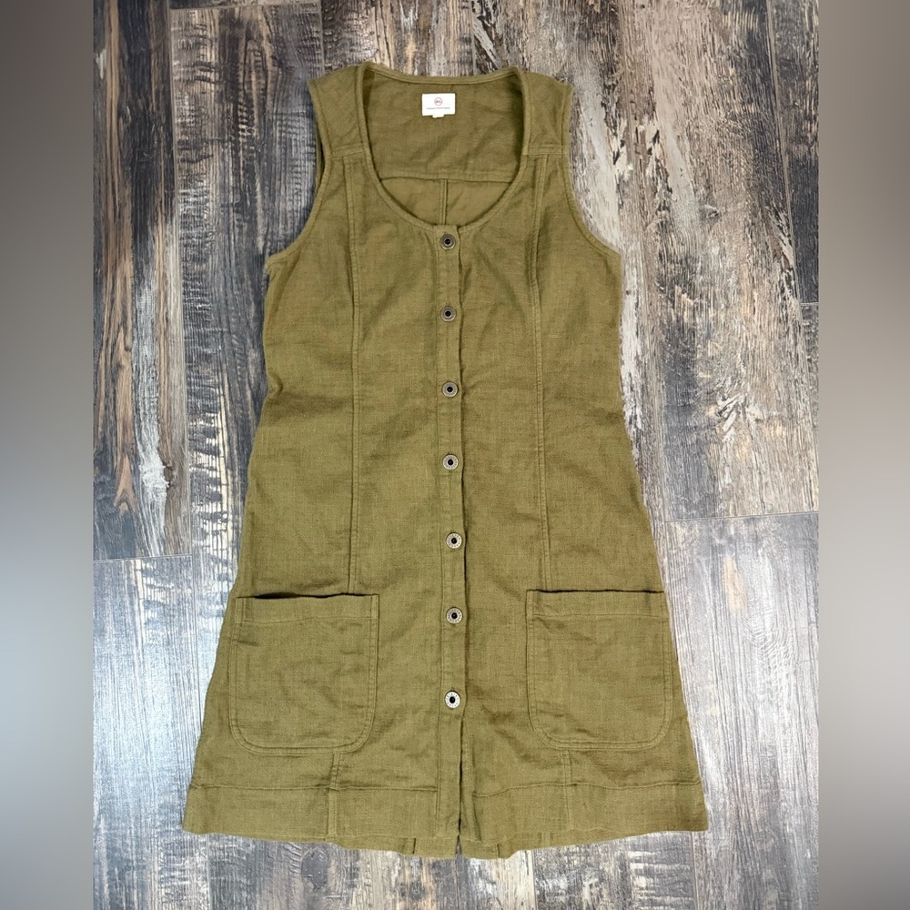 NWOT AG JEANS Button-Front Olive Green Sleeveless Dress